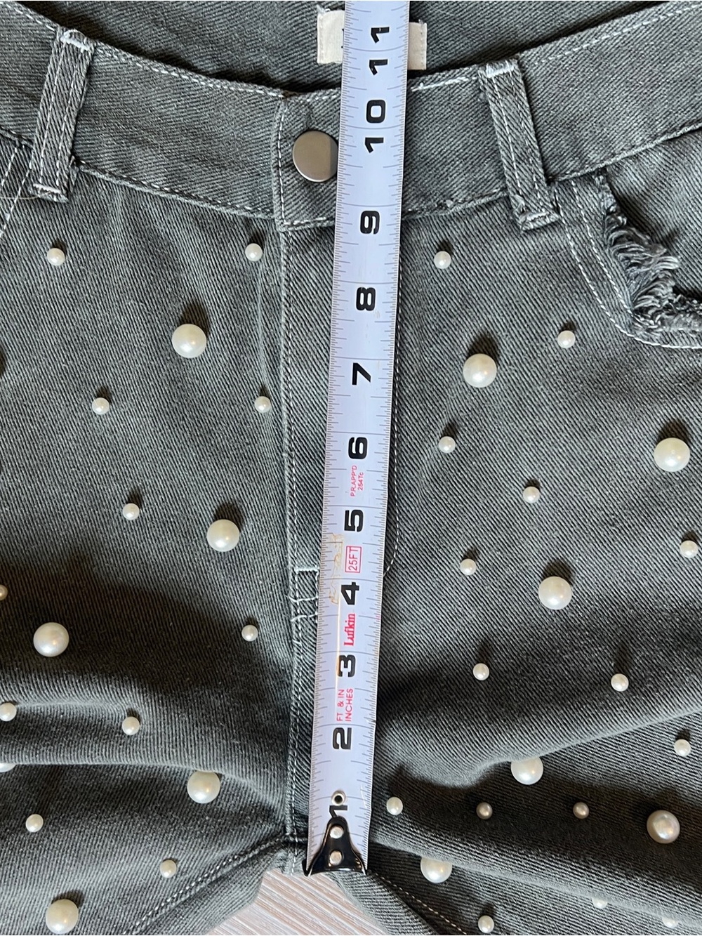 POL Pearl Embellished Wide Leg Jeans Gray Denim Size S NWOT 28 - Picture 7 of 9